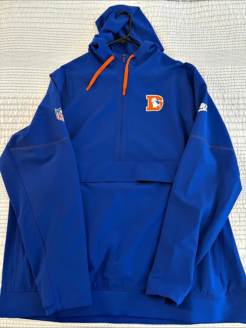 Nike Denver Broncos NFL Pullover Jacket XL Blue & Orange